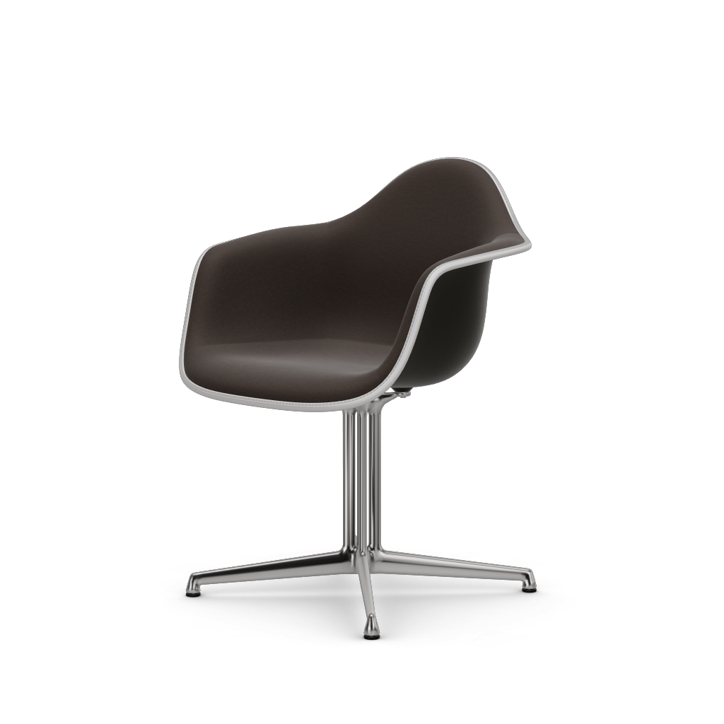 Eames Plastic Armchair DAL (with full upholstery) (Colour of seat shell - deep black) (Request Info)