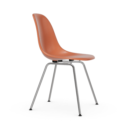 Eames Fiberglass Side Chair Dsx (Without Upholstery) by Vitra #chromed / Eames red orange