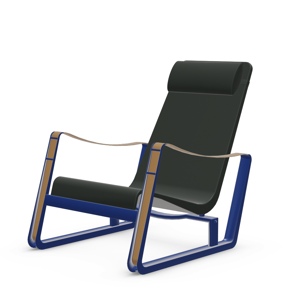 Cite Lounge Chair (Prouve Bleu Marcoule powder-coated (smooth)) by Vitra