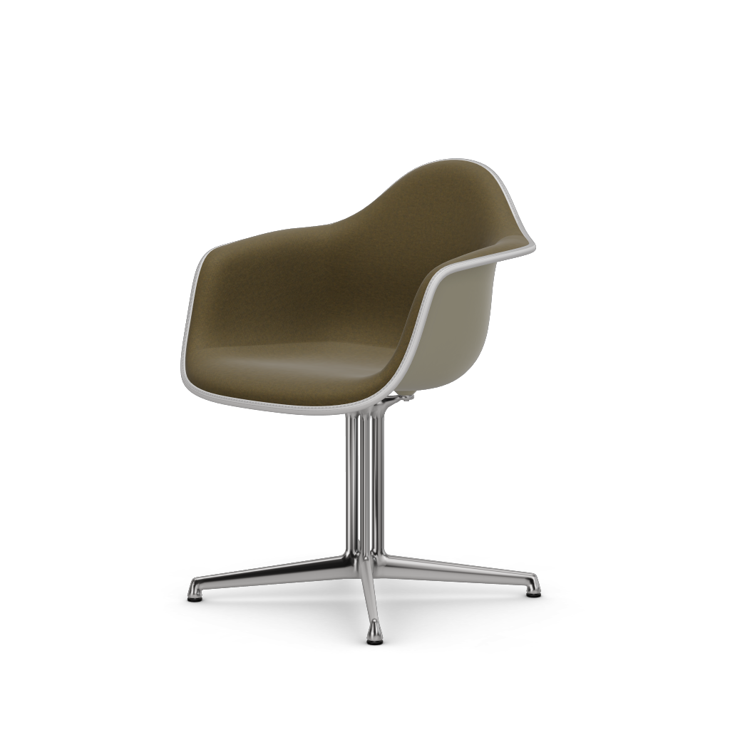 Eames Plastic Armchair DAL (with full upholstery) (Colour of seat shell - pebble) (Request Info)