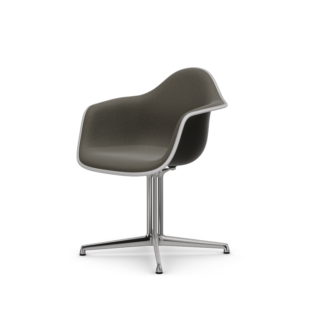 Eames Plastic Armchair DAL (with full upholstery) (Colour of seat shell - deep black) (Request Info)