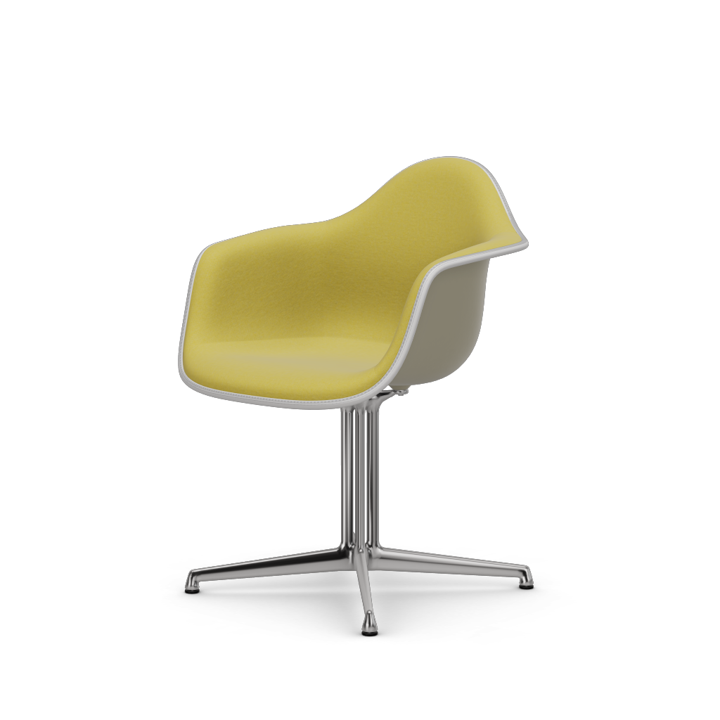 Eames Plastic Armchair DAL (with full upholstery) (Colour of seat shell - pebble) (Request Info)