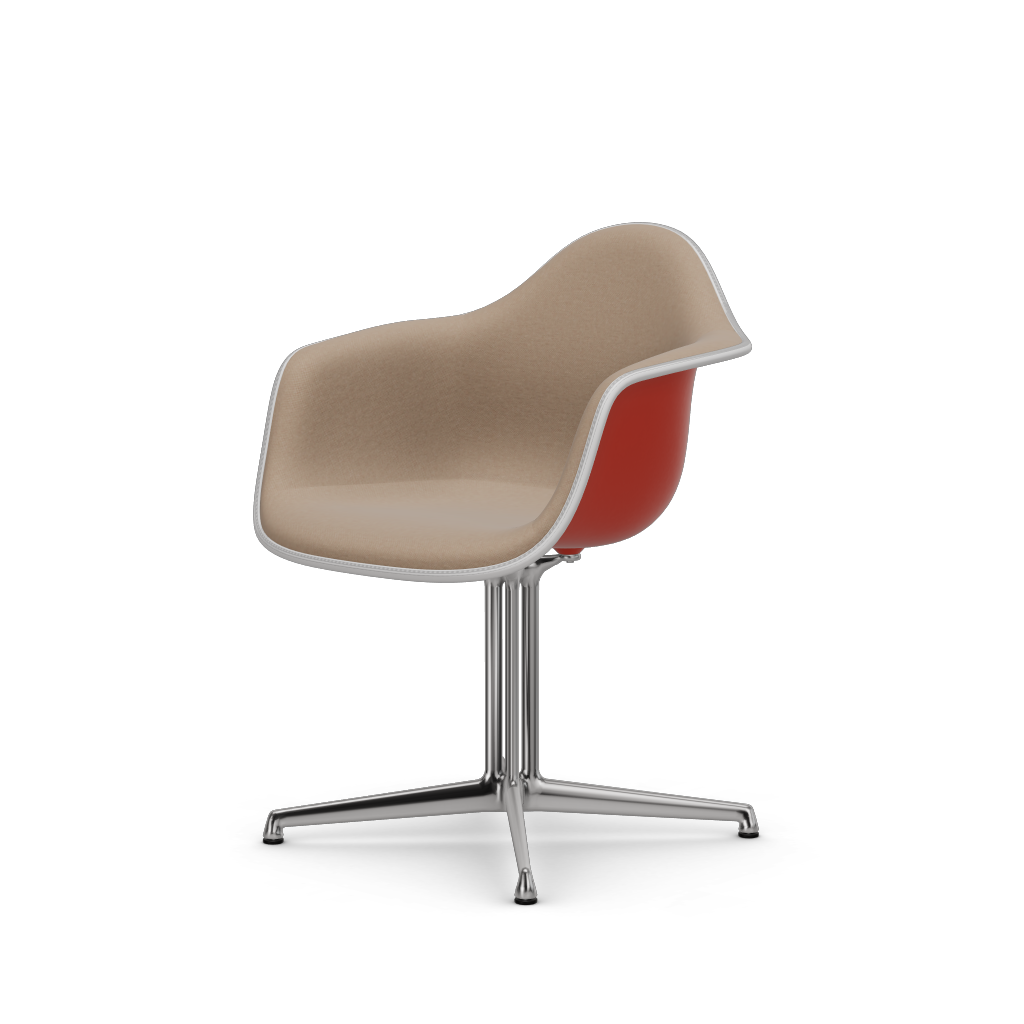 Eames Plastic Armchair DAL (with full upholstery) (Colour of seat shell - poppy red) (Request Info)