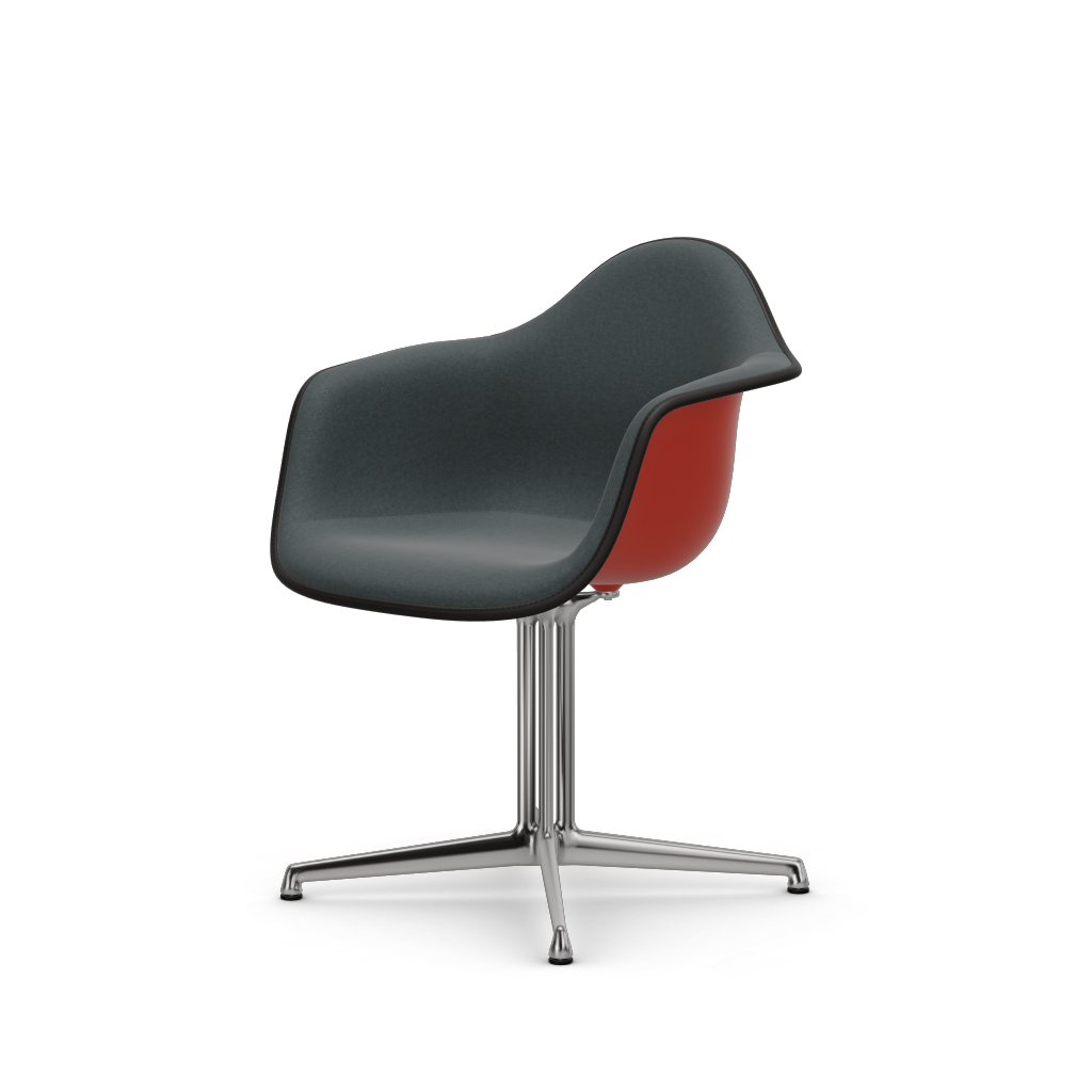 Eames Plastic Armchair DAL (with full upholstery) (Colour of seat shell - poppy red) (Request Info)