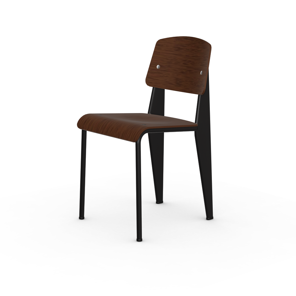 Standard Chair by Vitra #deep black powder-coated (smooth), black glides / walnut, black pigmented