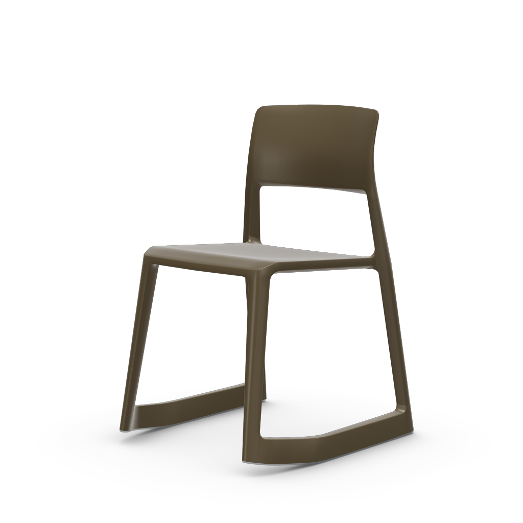 Tip Ton solid plastic chair with a forward-tilt by Vitra #olive