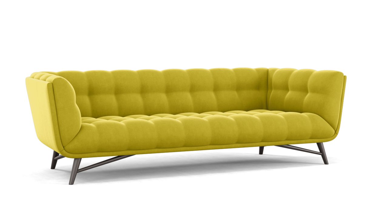 Profile Large 3-Seat Sofa by Roche Bobois #Cabaret fabric/Yellow