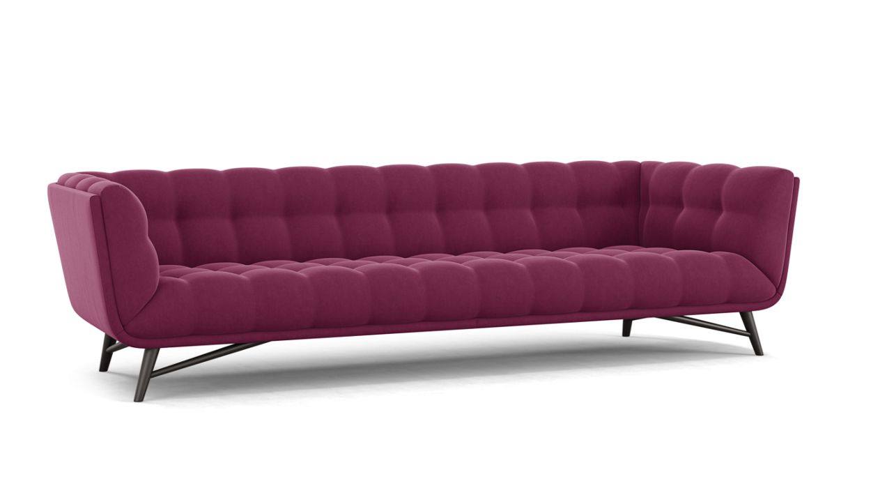 PROFILE LARGE 4-SEAT SOFA by Roche Bobois #Cabaret fabric/Pourpre