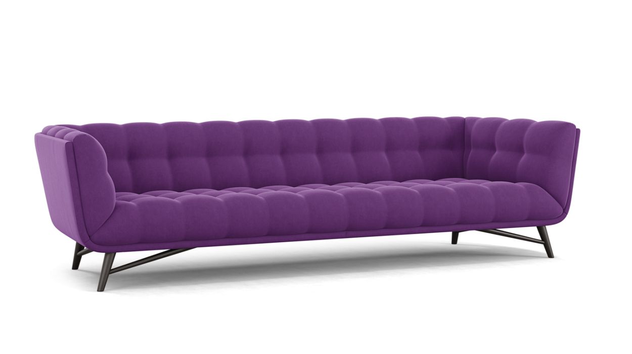 PROFILE LARGE 4-SEAT SOFA by Roche Bobois #Cabaret fabric/Purple