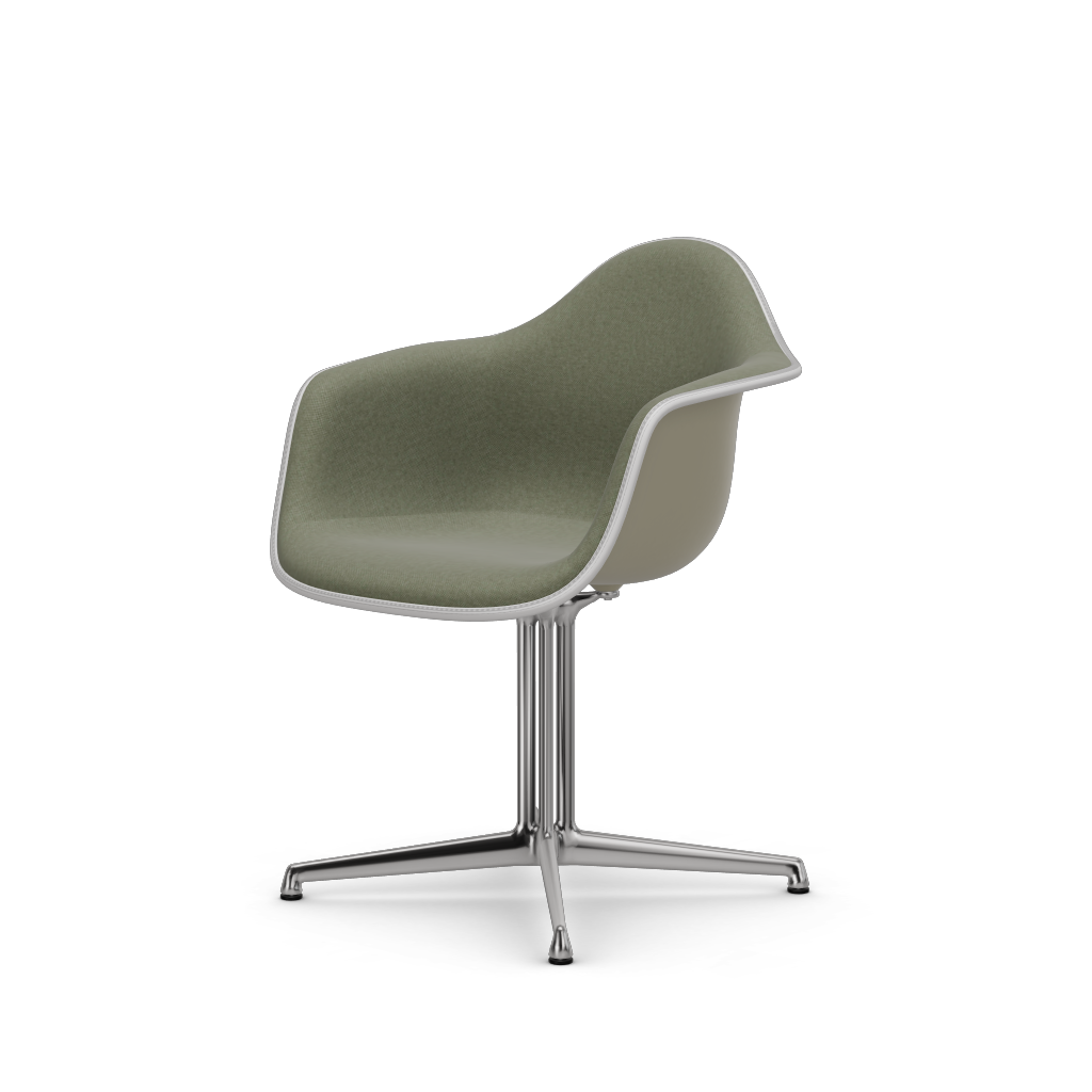 Eames Plastic Armchair DAL (with full upholstery) (Colour of seat shell - pebble) (Request Info)