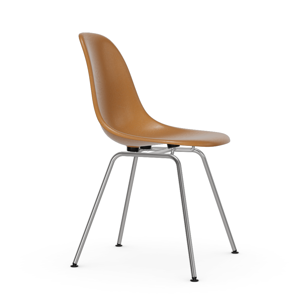 Eames Fiberglass Side Chair Dsx (Without Upholstery) by Vitra #chromed / Eames dark ochre