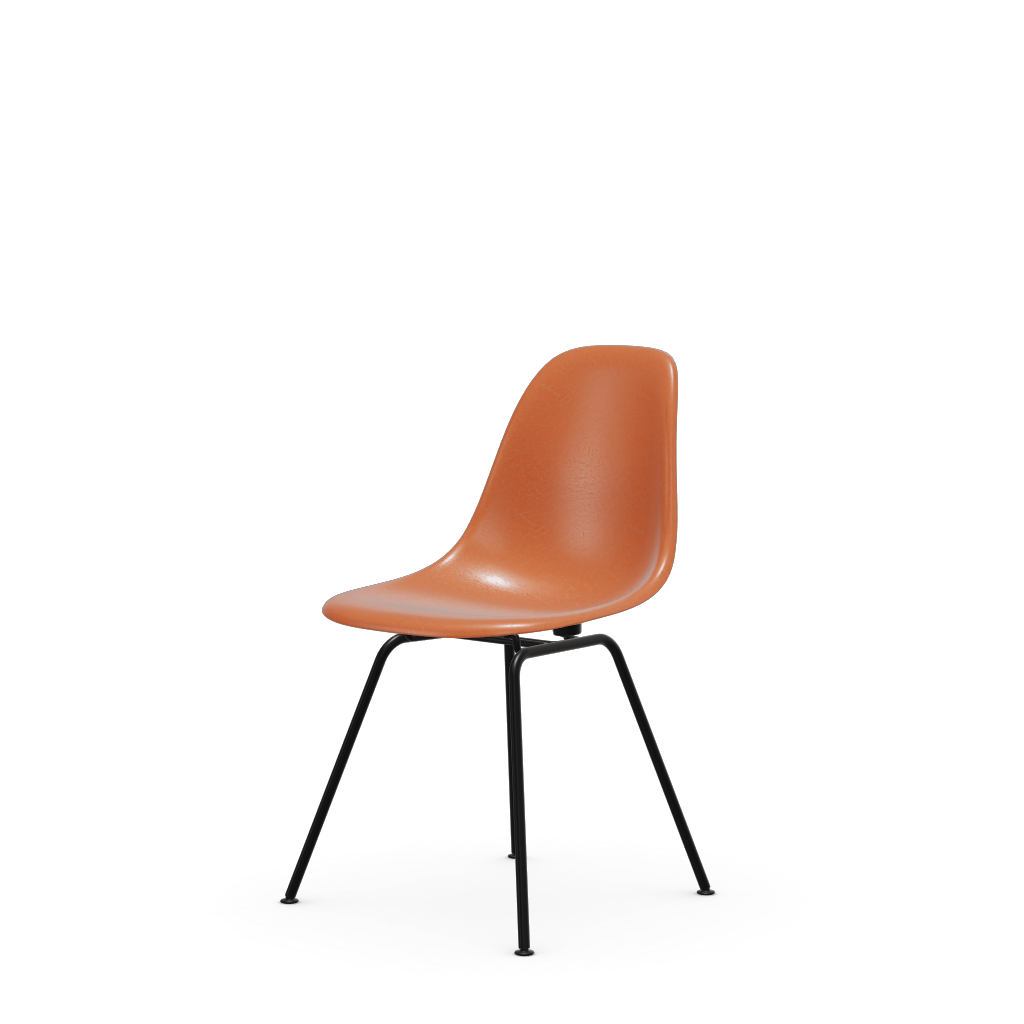 Eames Fiberglass Side Chair Dsx (Without Upholstery) by Vitra #powder-coated basic dark / Eames red orange