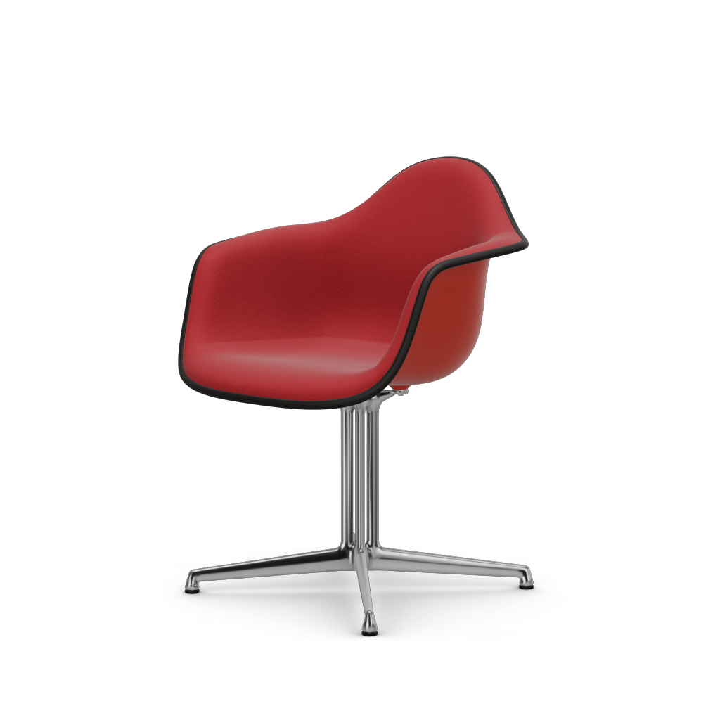 Eames Plastic Armchair DAL (with full upholstery) (Colour of seat shell - poppy red) (Request Info)