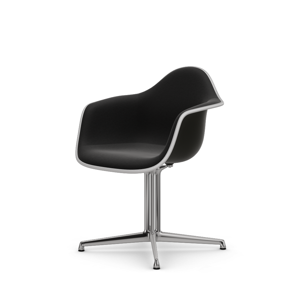 Eames Plastic Armchair DAL (with full upholstery) (Colour of seat shell - deep black) (Request Info)