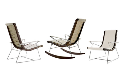 J.J. Rocking Chairs with high backrest (Upholstery Material - Leather Kanu) by B&B Italia