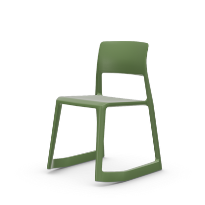Tip Ton solid plastic chair with a forward-tilt by Vitra #industrial green