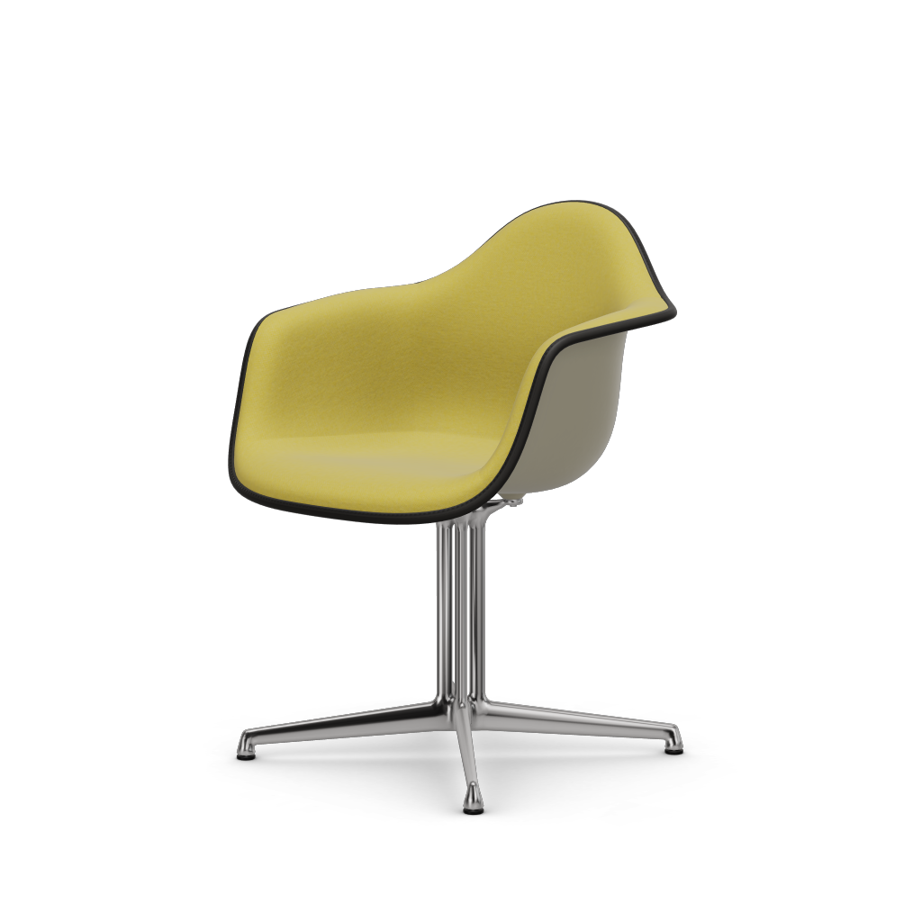 Eames Plastic Armchair DAL (with full upholstery) (Colour of seat shell - pebble) (Request Info)