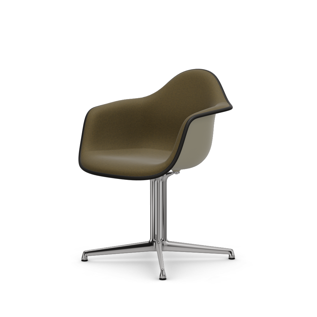 Eames Plastic Armchair DAL (with full upholstery) (Colour of seat shell - pebble) (Request Info)