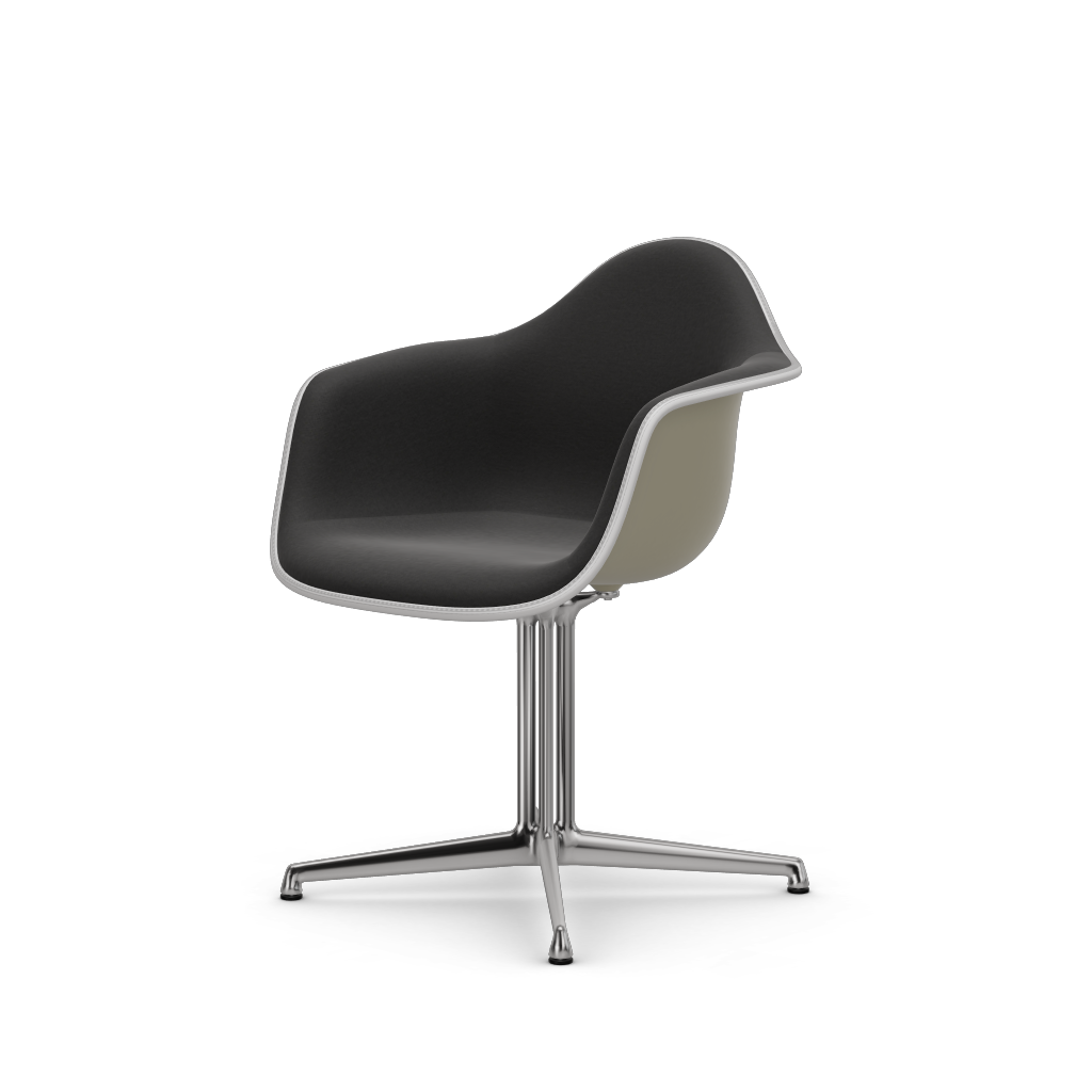 Eames Plastic Armchair DAL (with full upholstery) (Colour of seat shell - pebble) (Request Info)