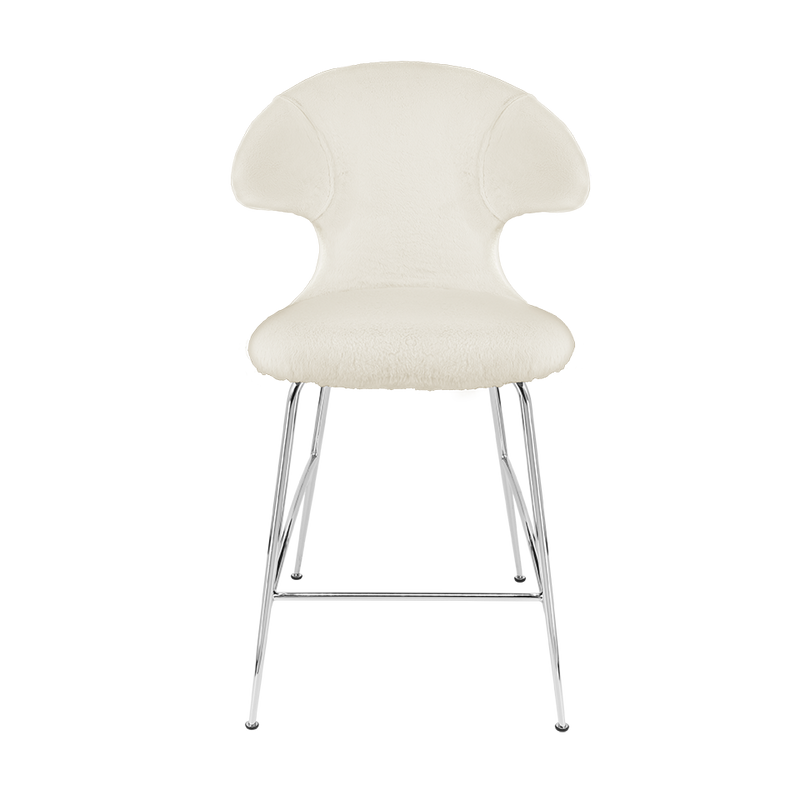 Time Flies Upholstered Counter Stool by Umage #Teddy White / Chrome