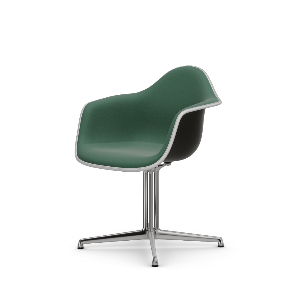 Eames Plastic Armchair DAL (with full upholstery) (Colour of seat shell - deep black) (Request Info)