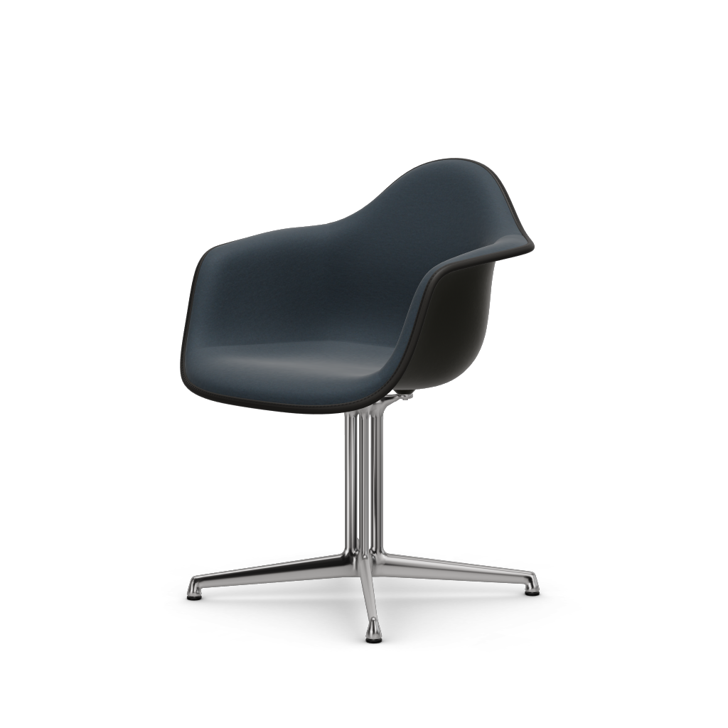 Eames Plastic Armchair DAL (with full upholstery) (Colour of seat shell - deep black) (Request Info)