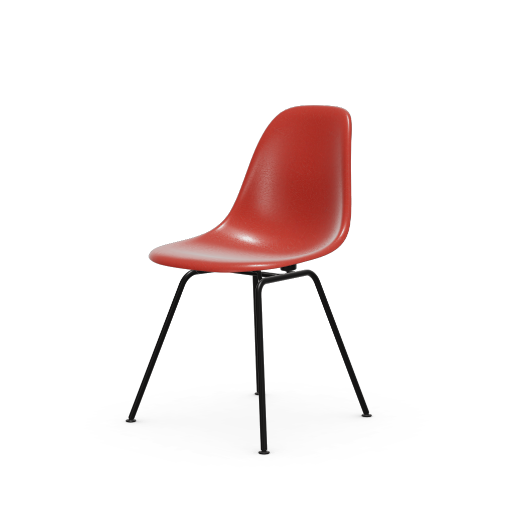 Eames Fiberglass Side Chair Dsx (Without Upholstery) by Vitra #powder-coated basic dark / Eames classic red