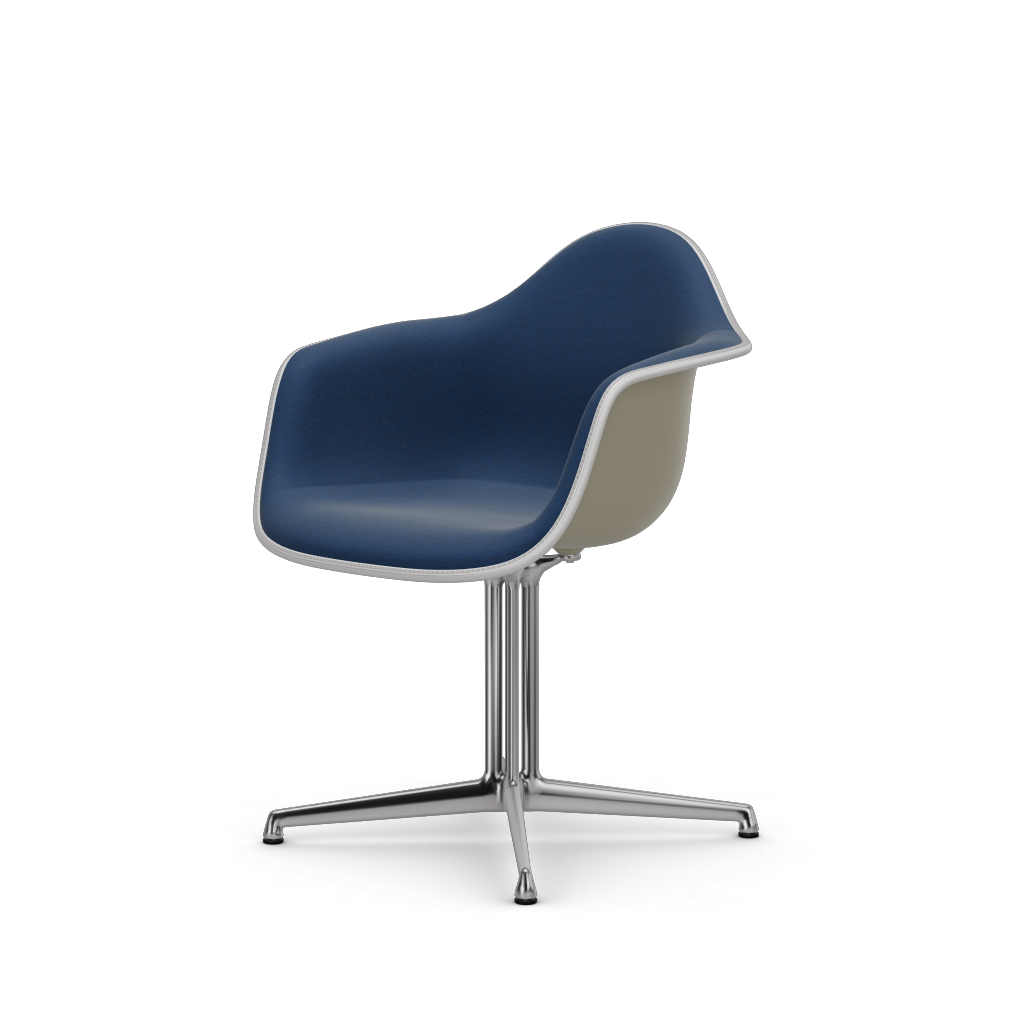 Eames Plastic Armchair DAL (with full upholstery) (Colour of seat shell - pebble) (Request Info)