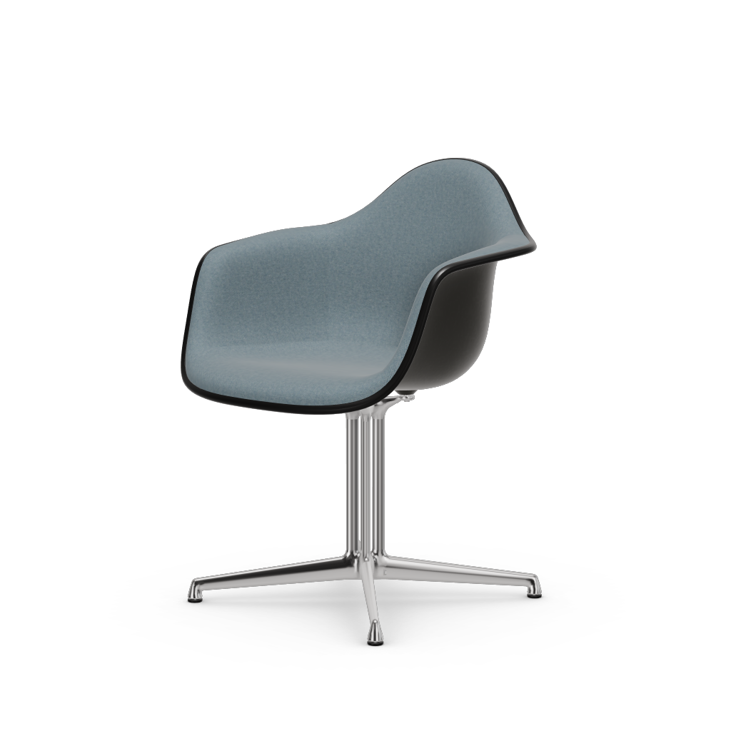 Eames Plastic Armchair DAL (with full upholstery) (Colour of seat shell - deep black) (Request Info)