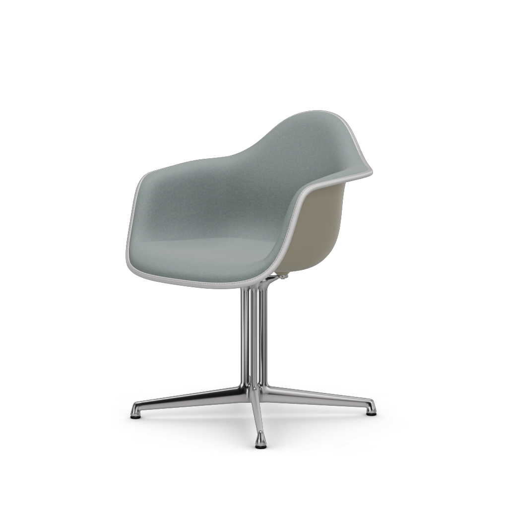 Eames Plastic Armchair DAL (with full upholstery) (Colour of seat shell - pebble) (Request Info)