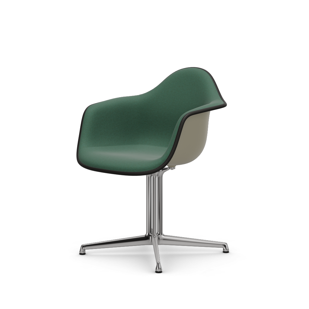 Eames Plastic Armchair DAL (with full upholstery) (Colour of seat shell - pebble) (Request Info)