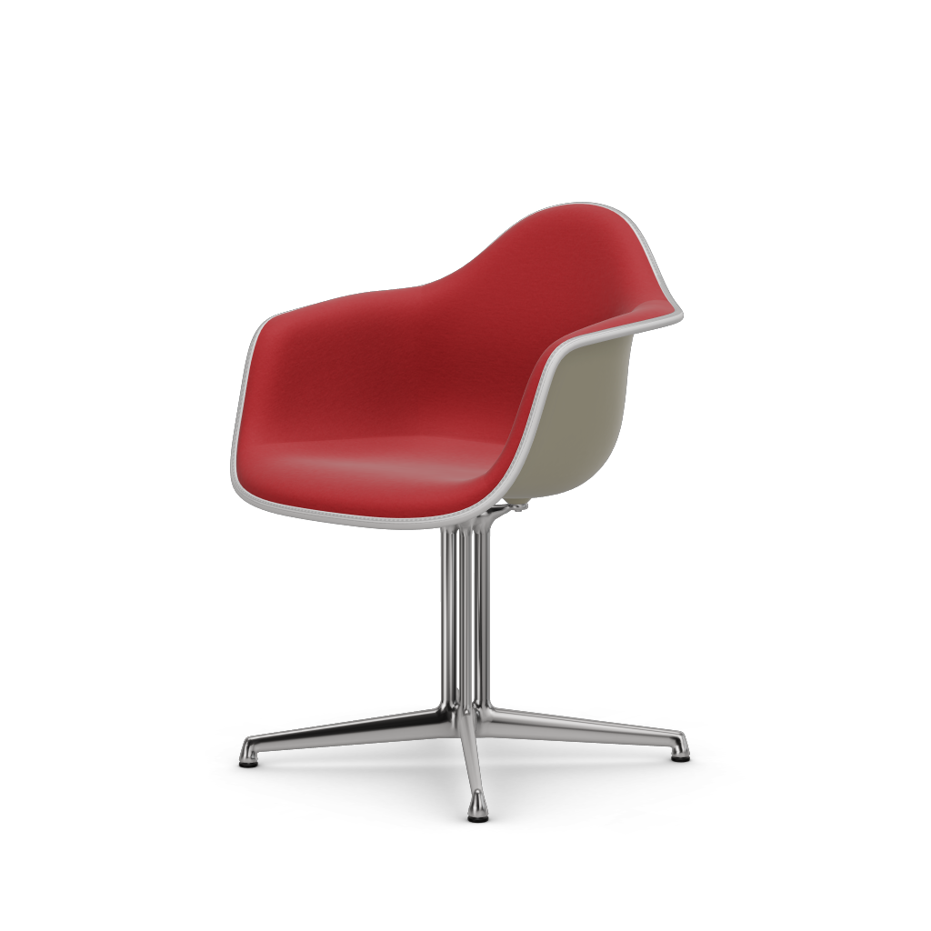 Eames Plastic Armchair DAL (with full upholstery) (Colour of seat shell - pebble) (Request Info)