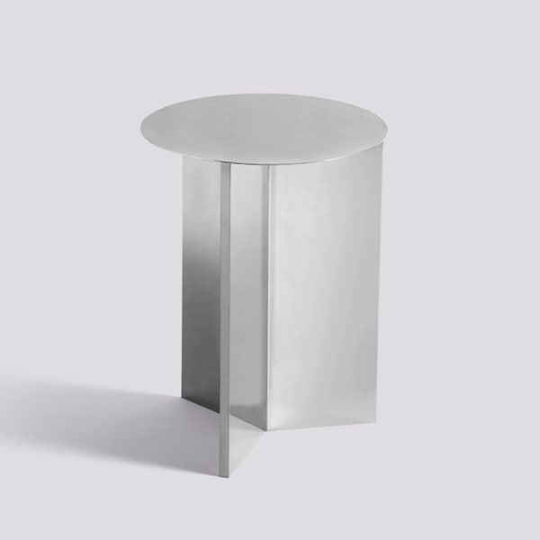 Slit Round Side Table by Hay #H47 x W35 x L35 / mirror-polished-stainless-steel