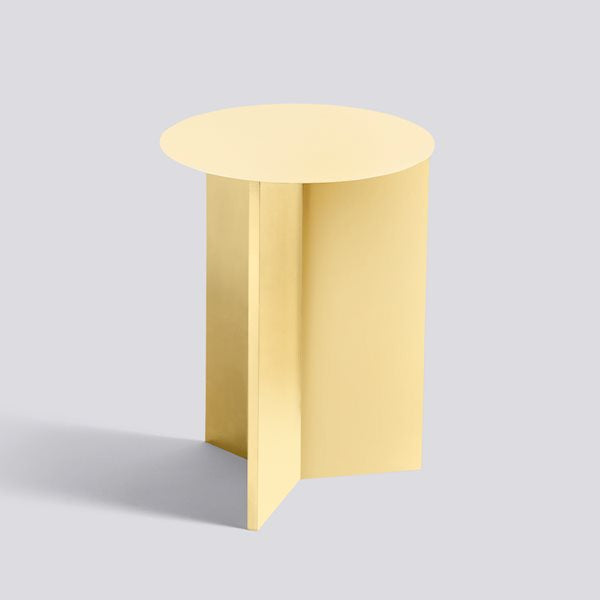 Slit Round Side Table by Hay #H47 x W35 x L35 / light-yellow-powder-coated-steel