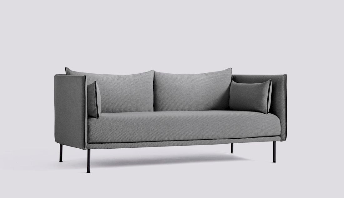 Silhouette 2 Seater Sofa (Low) by Hay #black powder coated steel legs/coda-182-black-leather-piping