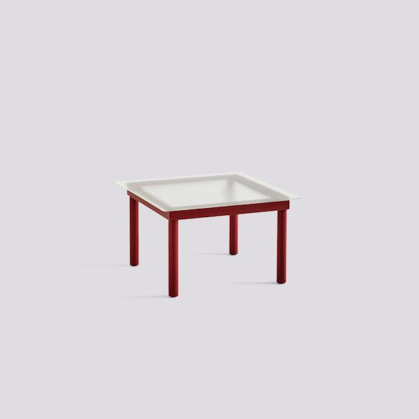 Kofi Coffee Table (60 X 60 Cm) by Hay #H36 x W60 x L60/barn red water based lacquered solid oak/Clear reeded Glass