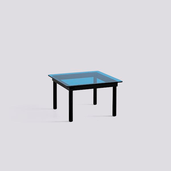 Kofi Coffee Table (60 X 60 Cm) by Hay #H36 x W60 x L60/black water based lacquered solid oak/Blue Tinted Glass