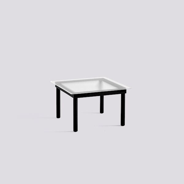 Kofi Coffee Table (60 X 60 Cm) by Hay #H36 x W60 x L60/black water based lacquered solid oak/Clear reeded Glass