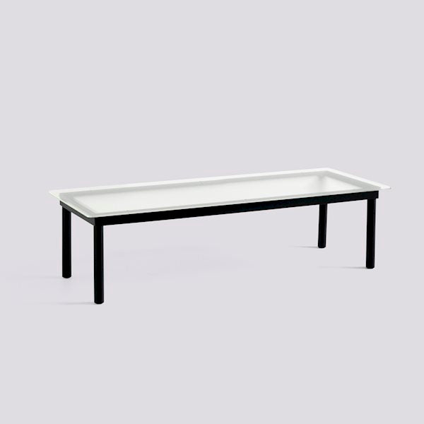 Kofi Coffee Table (140 X 50 Cm) by Hay #H36 x W50 x L140/black water based lacquered solid oak/Clear reeded Glass