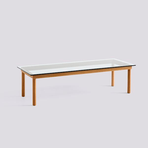 Kofi Coffee Table (140 X 50 Cm) by Hay #H36 x W50 x L140/water based lacquered solid oak/Clear Glass