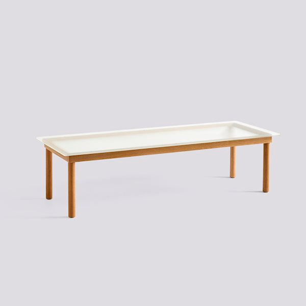 Kofi Coffee Table (140 X 50 Cm) by Hay #H36 x W50 x L140/water based lacquered solid oak/Clear reeded Glass