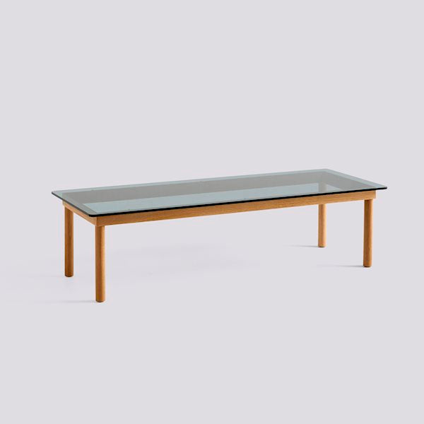 Kofi Coffee Table (140 X 50 Cm) by Hay #H36 x W50 x L140/water based lacquered solid oak/Grey Tinted Glass