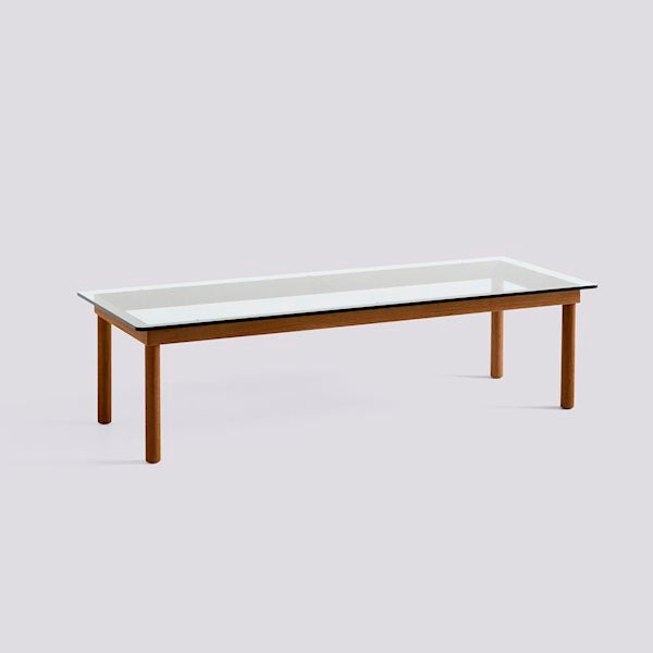 Kofi Coffee Table (140 X 50 Cm) by Hay #H36 x W50 x L140/water based lacquered solid walnut/Clear Glass