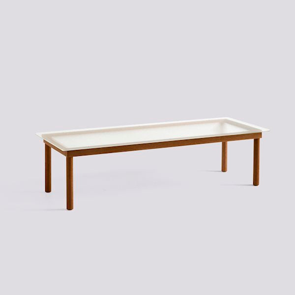 Kofi Coffee Table (140 X 50 Cm) by Hay #H36 x W50 x L140/water based lacquered solid walnut/Clear reeded Glass