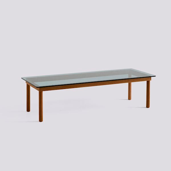 Kofi Coffee Table (140 X 50 Cm) by Hay #H36 x W50 x L140/water based lacquered solid walnut/Grey Tinted Glass