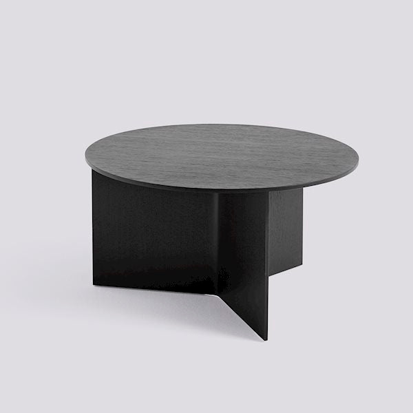 Slit Round Side Table by Hay #H35 x W65 x L65 / black-water-based-lacquered-oak