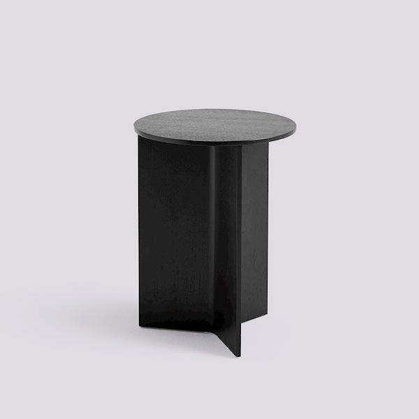 Slit Round Side Table by Hay #H47 x W35 x L35 / black-water-based-lacquered-oak