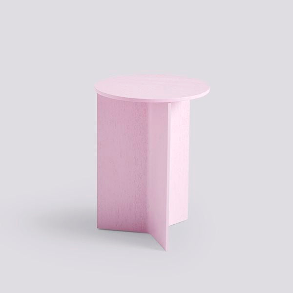 Slit Round Side Table by Hay #H47 x W35 x L35 / pink-water-based-lacquered-oak