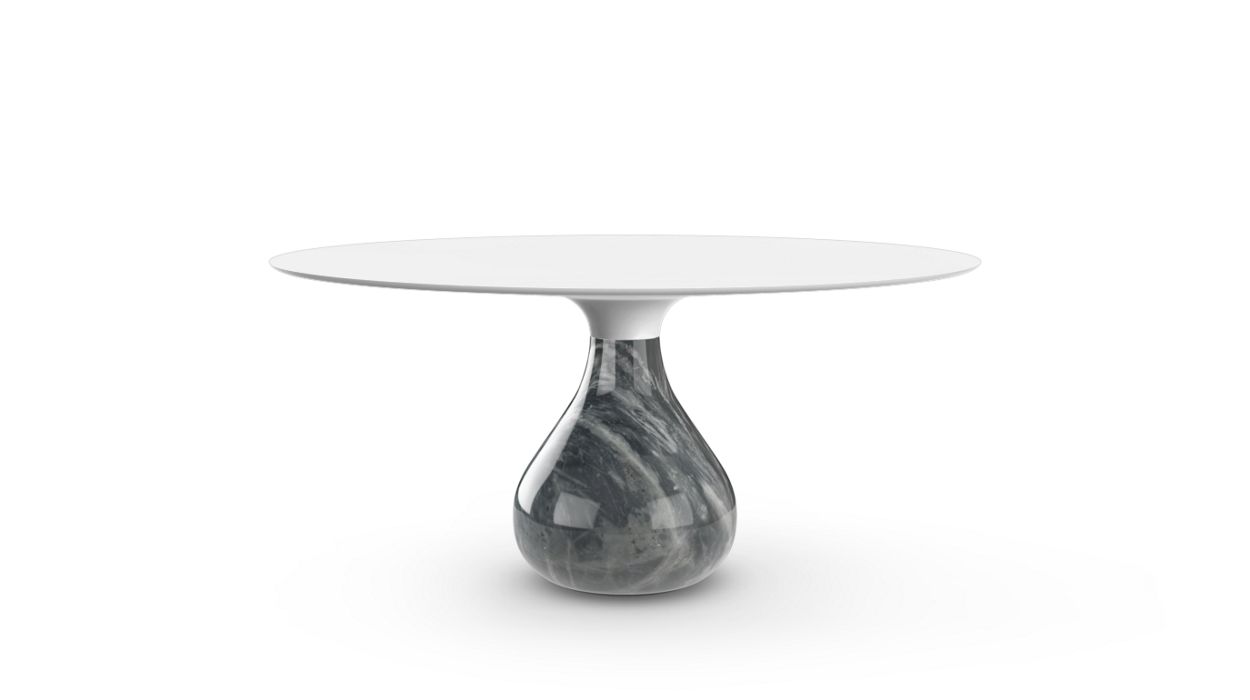Aqua Round Dining Table by Roche Bobois #H. 75 x ∅. 158 cm/Fenix : Blanco/glossy bardiglio