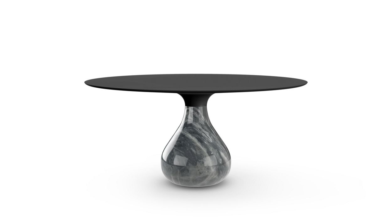 Aqua Round Dining Table by Roche Bobois #H. 75 x ∅. 158 cm/Fenix : Nero/glossy bardiglio
